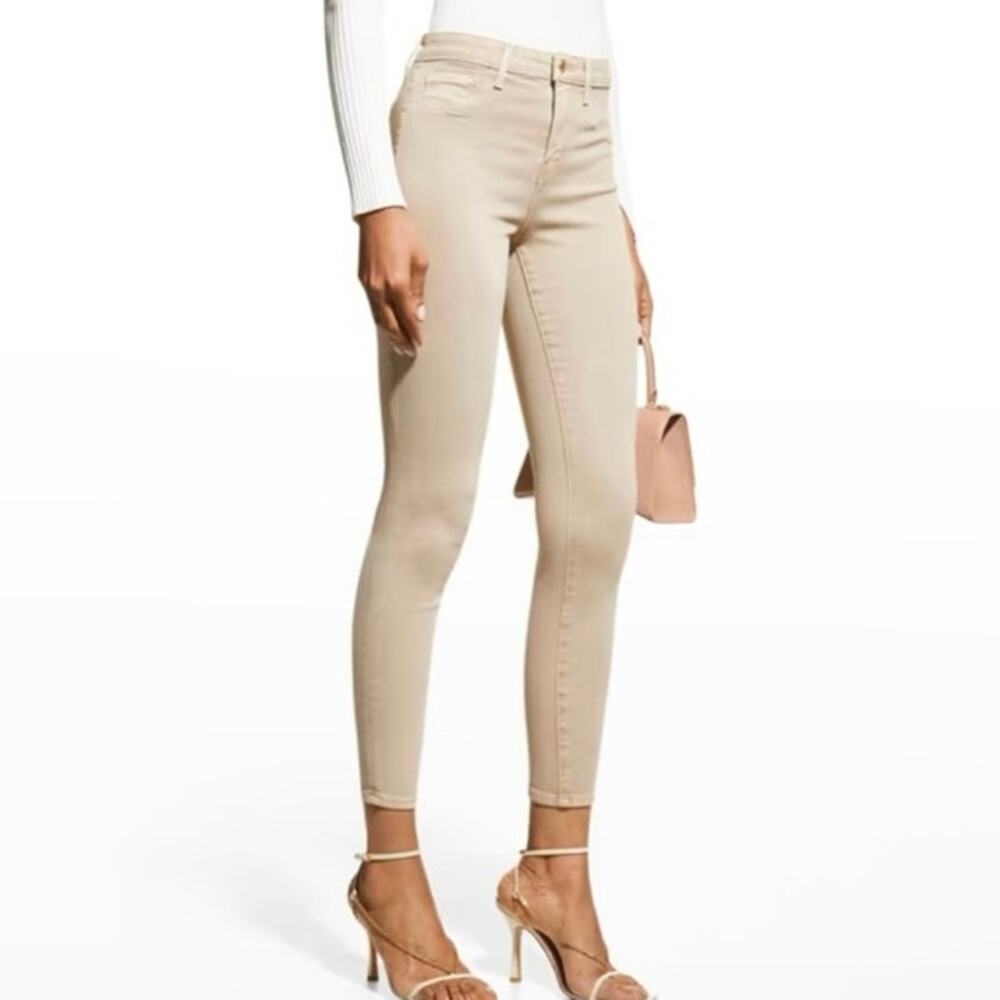 L’Agence Margot Skinny Jeans in Biscuit Gold Glitter Coated Size 27